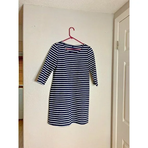 GAP | Dresses | Gap Womens Sz M Striped 34 Sleeve Dress Knee Length |  Poshmark
